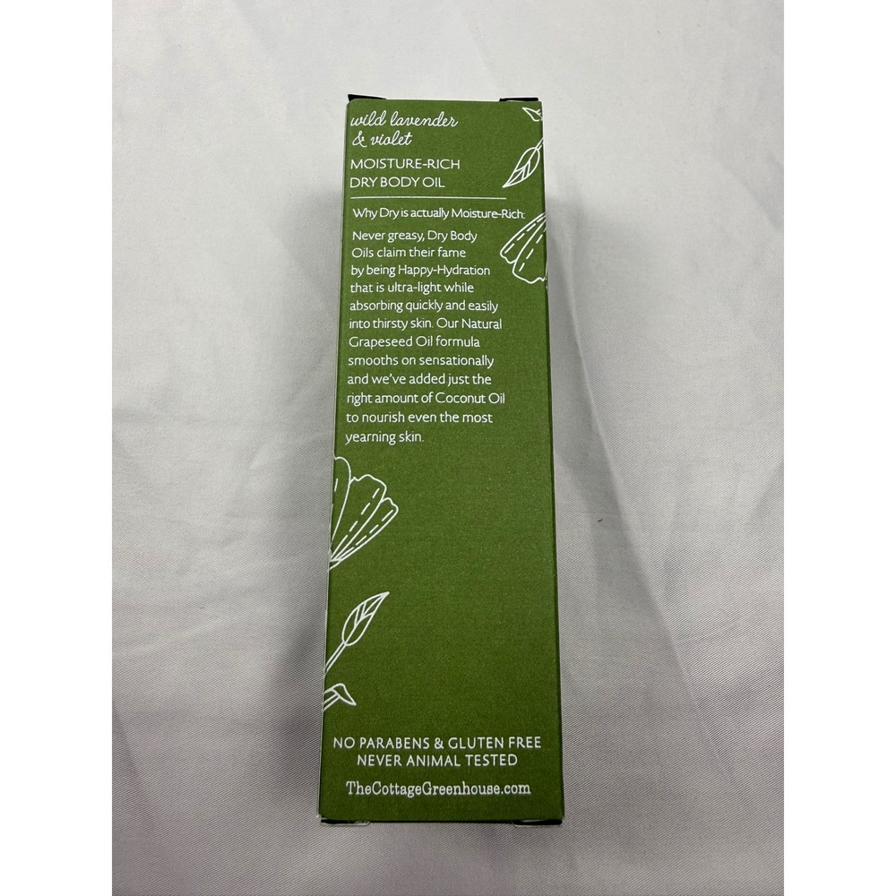 The Cottage Greenhouse Wild Lavender & Violet Moisture-Rich Dry Body Oil 4oz New - Picture 2 of 4